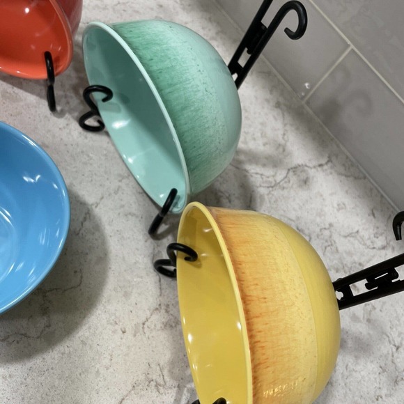 SET 4 BRIGHT MULTI Color Salad Cereal Bowls Melamine Panama Jack Fiesta Bahama - Picture 10 of 12